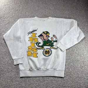 Vintage Notre Dame Fighting Irish Sweater Mens Large White NCAA Football 90s